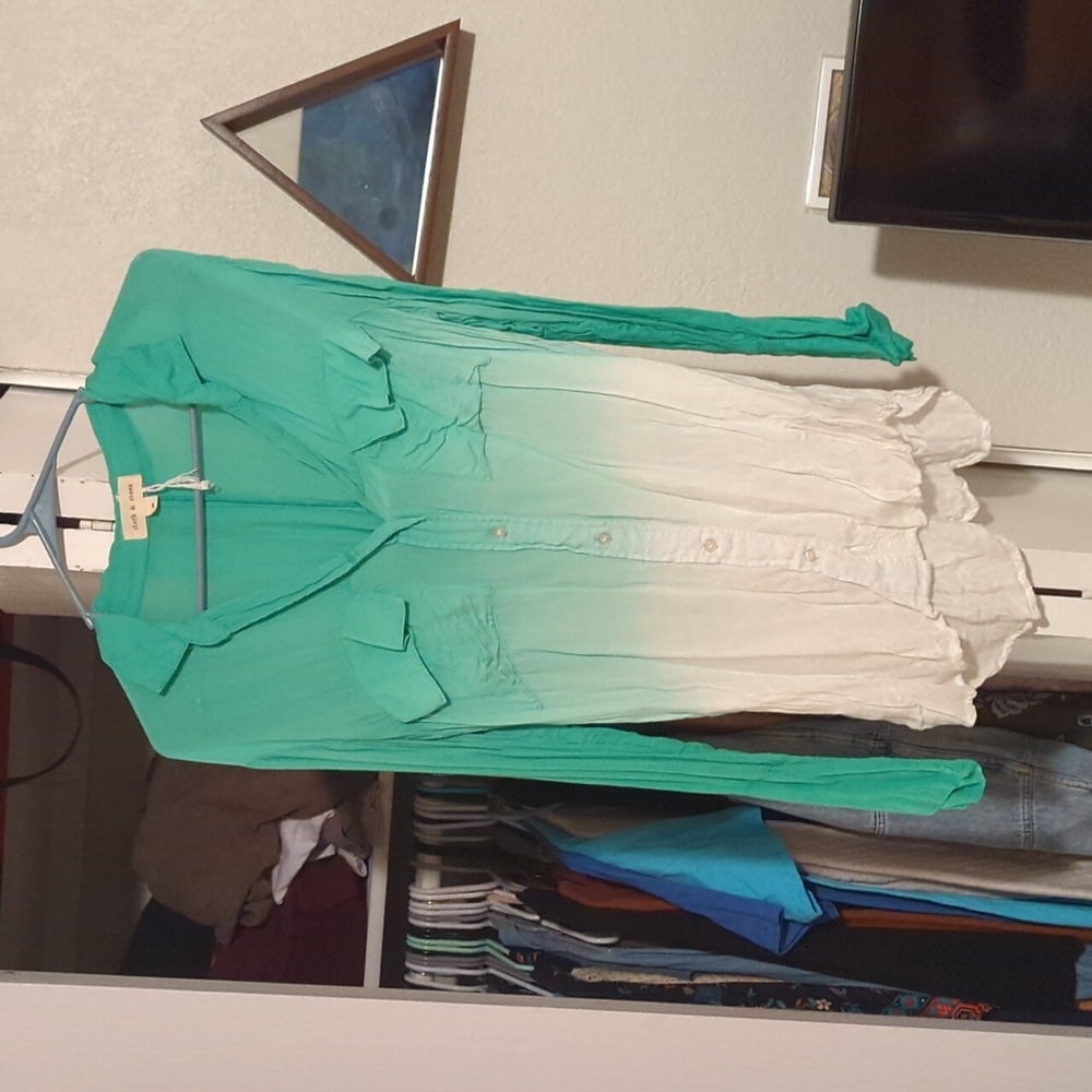 Ombre Green and White Blouse